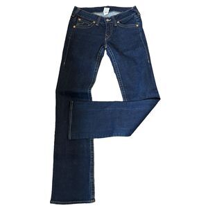 True Religion Joey Jeans Size 30 Dark Wash Boot Cut Low Rise Y2K Style Flap Pkt